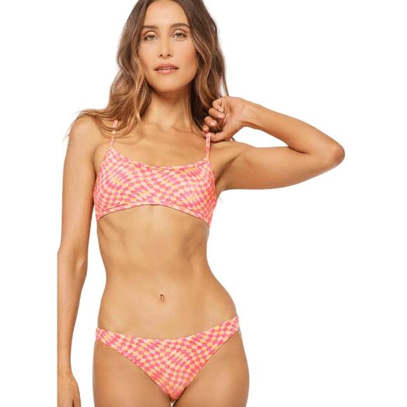 L*SPACE Pamela Top Camacho Classic Bottom Bikini Set Heat Waves Size Large NEW - Picture 1 of 7